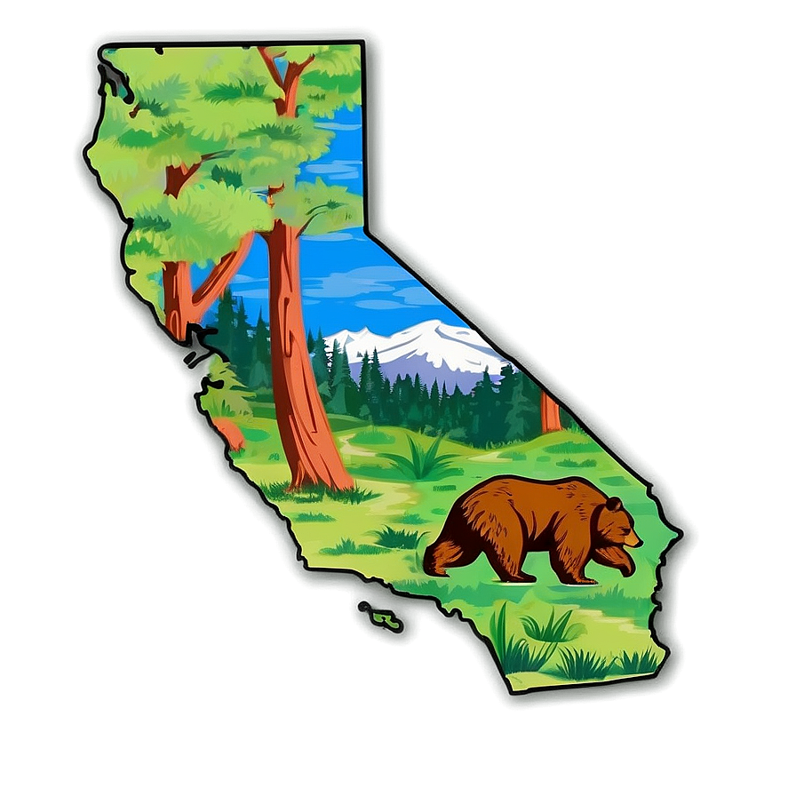 California Bear And Map Png 06262024 PNG image