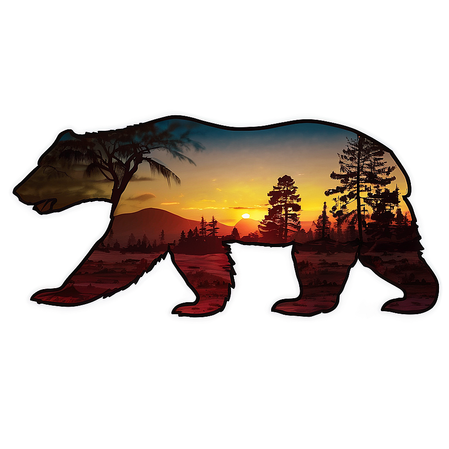 California Bear Sunset Scene Png Hph42 PNG image