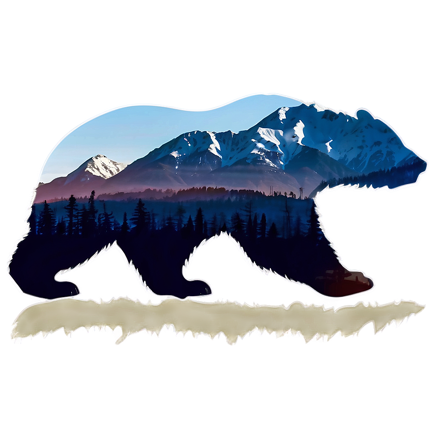 California Bear With Mountains Background Png 27 PNG image