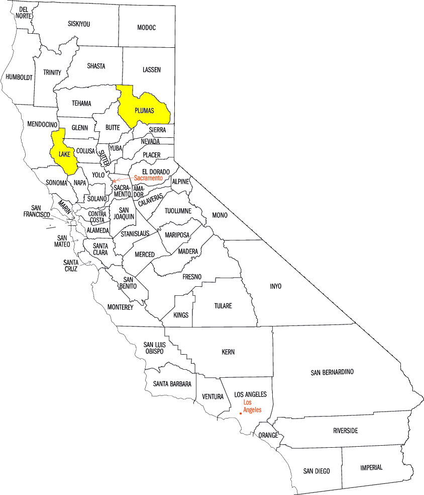 California Counties Highlighted Map PNG image