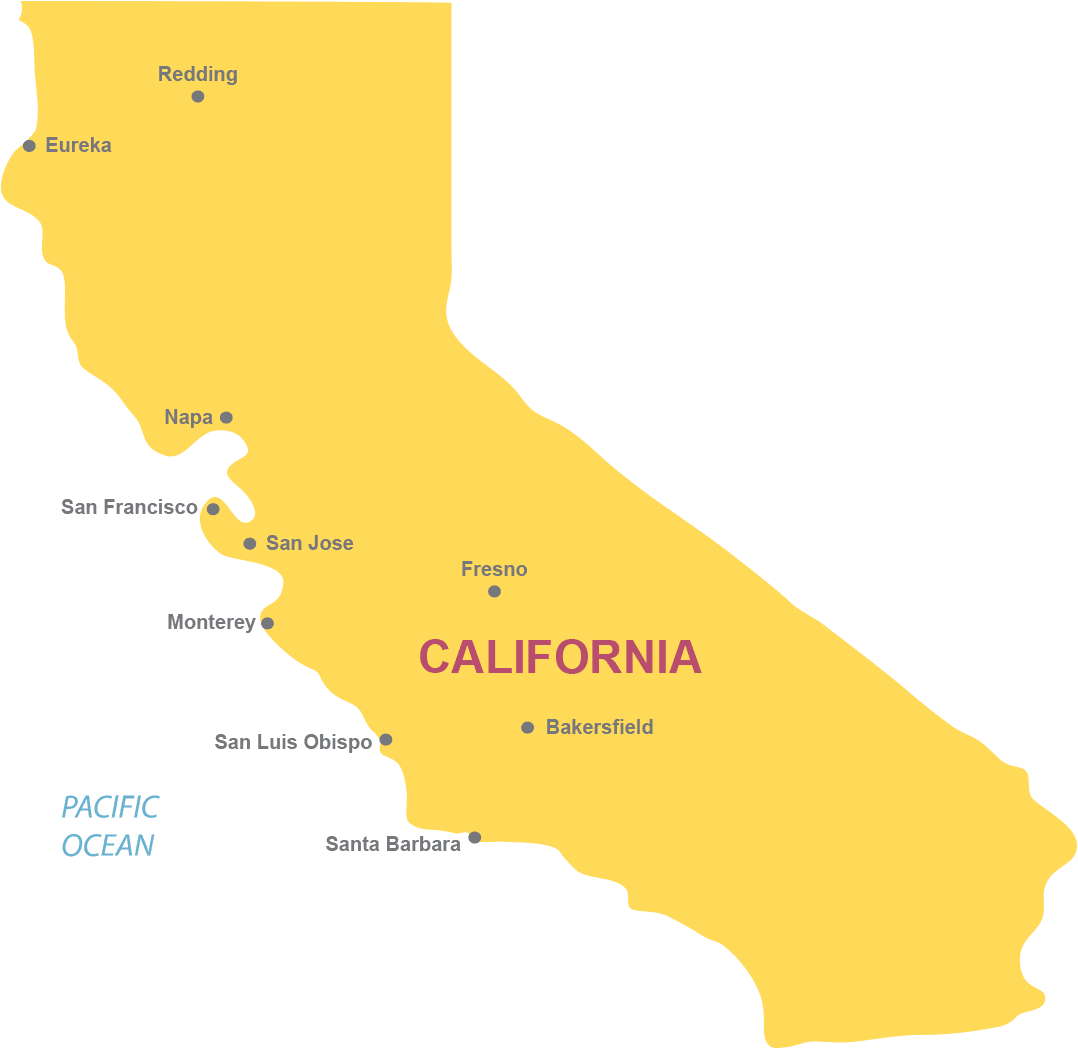 California Map Yellow Outline PNG image