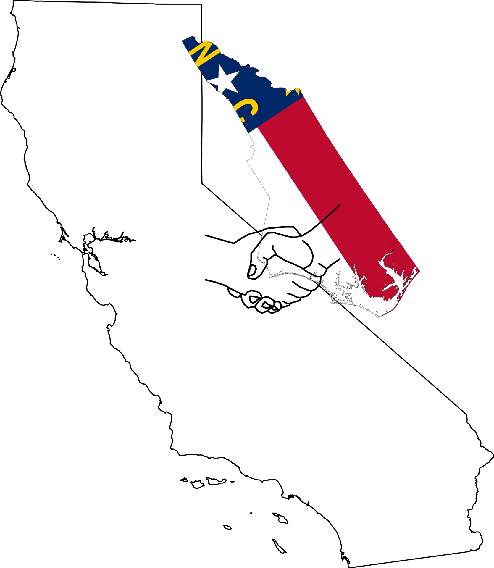 California North Carolina Handshake Outline PNG image