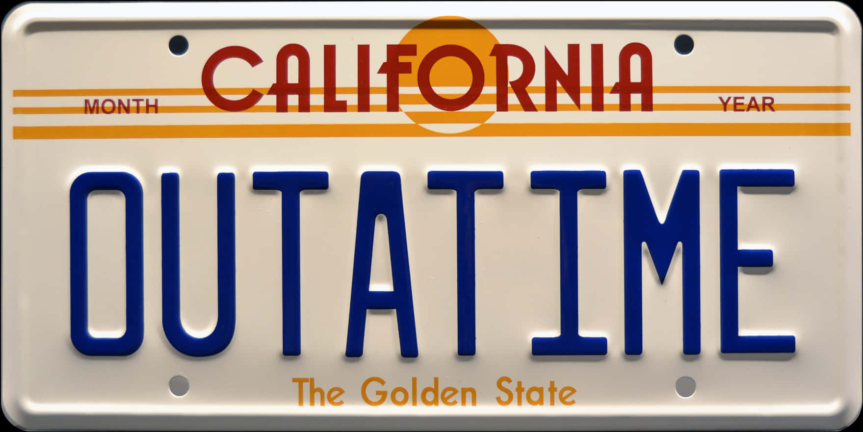 California O U T A T I M E License Plate PNG image