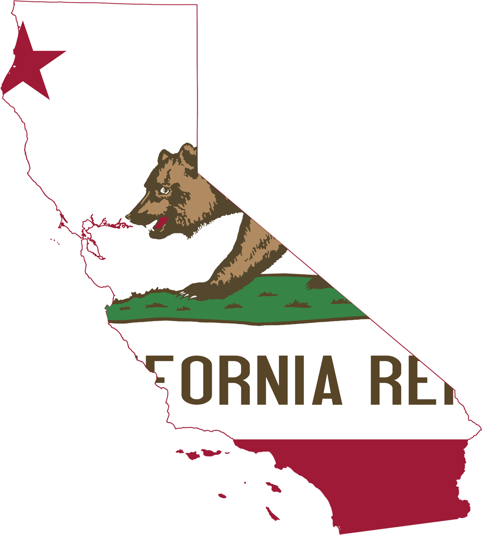 California State Outlinewith Bearand Star PNG image