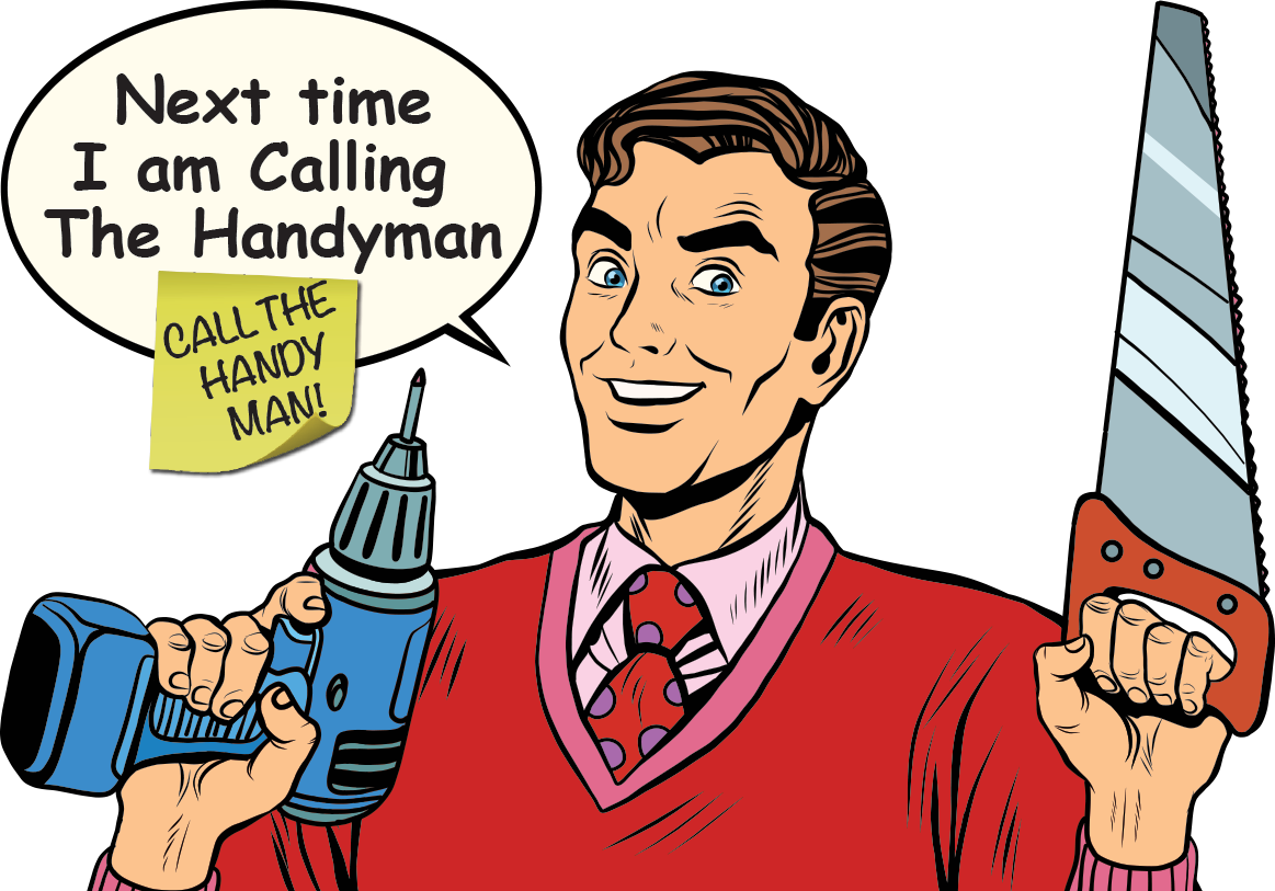 Calling The Handyman Comic Style Illustration PNG image