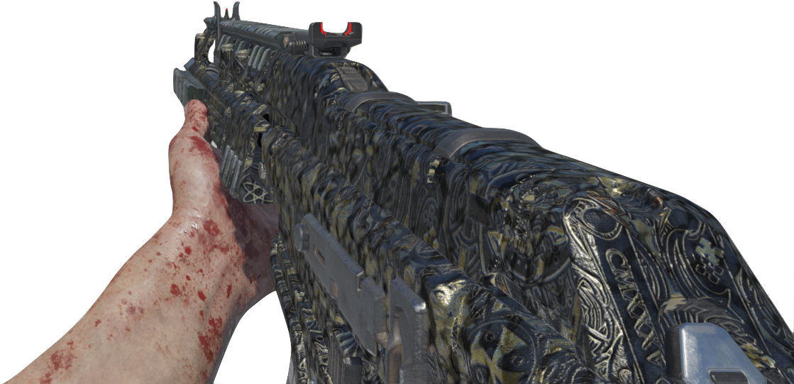 Callof Duty Bloodied Hand Holding Ornate Gun PNG image