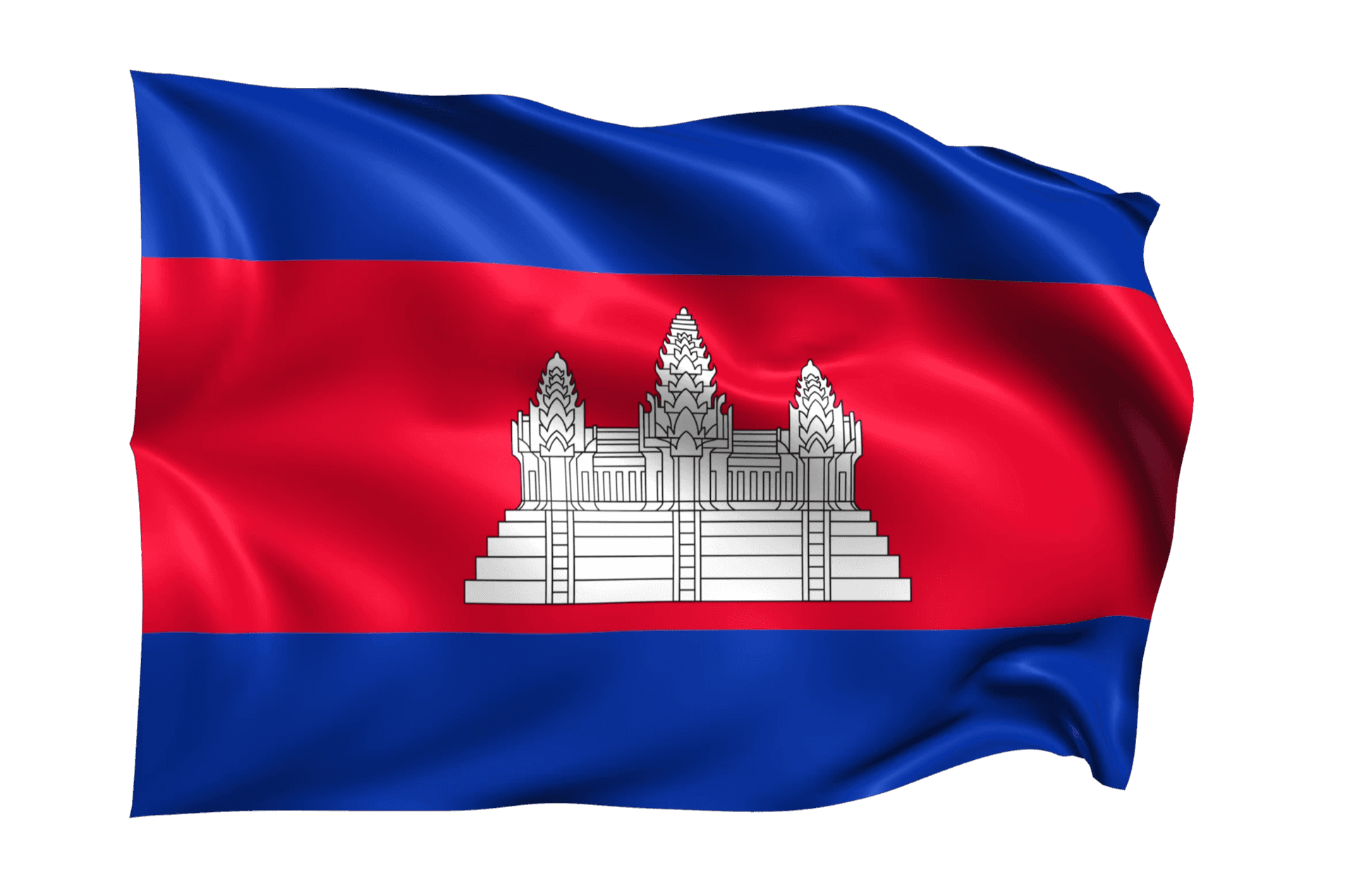 Cambodian National Flag Waving PNG image