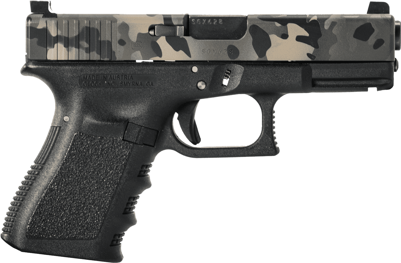 Camo Pattern Glock Pistol PNG image