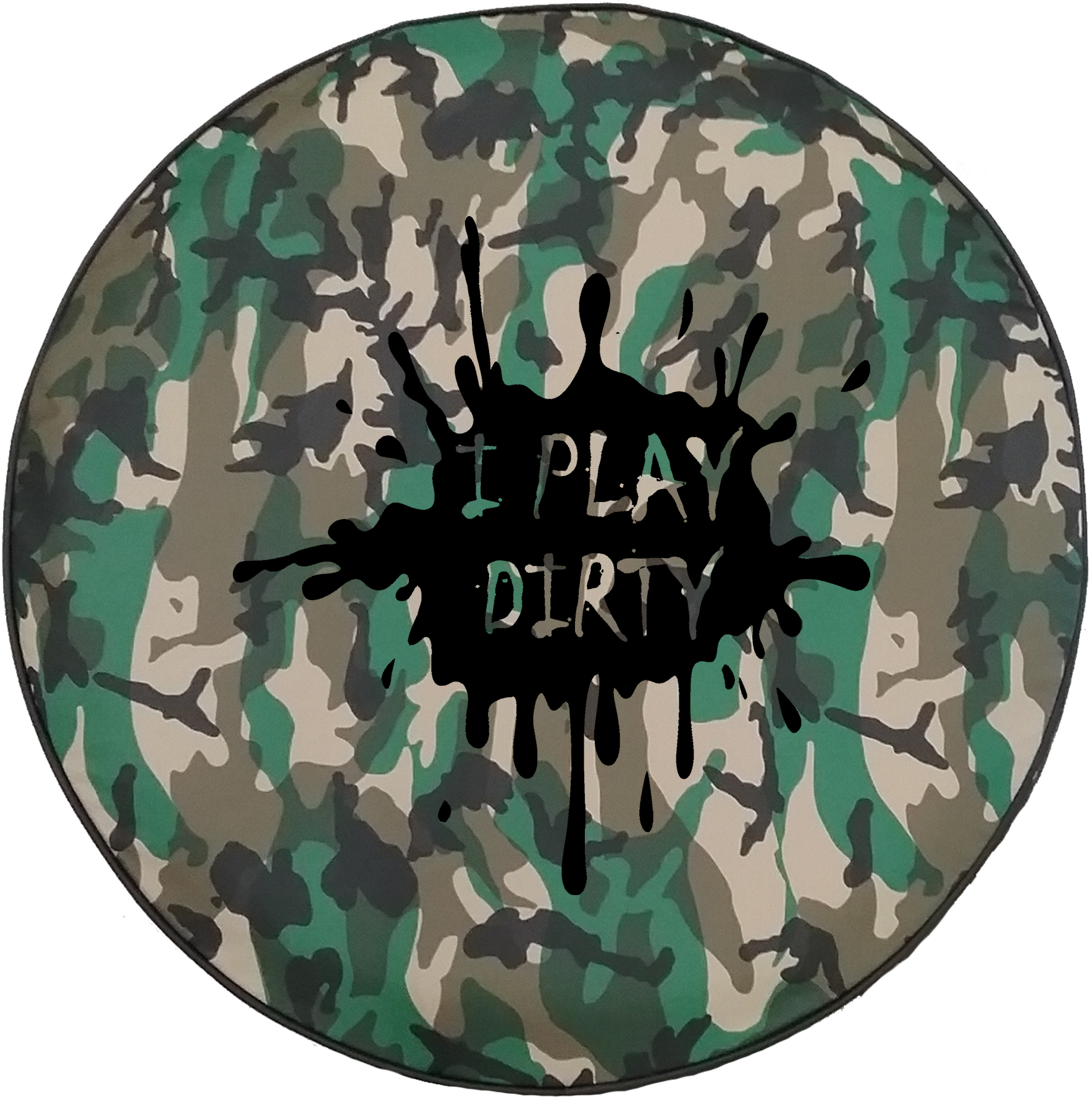 Camo Spare Tire Cover I Play Dirty PNG image