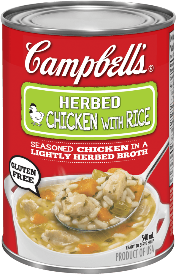 Campbells Herbed Chickenwith Rice Soup Can PNG image