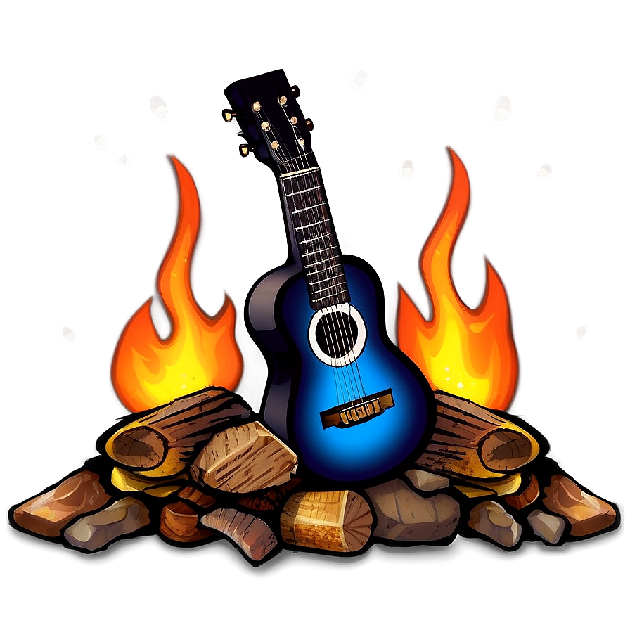 Campfire And Guitar Png 05242024 PNG image