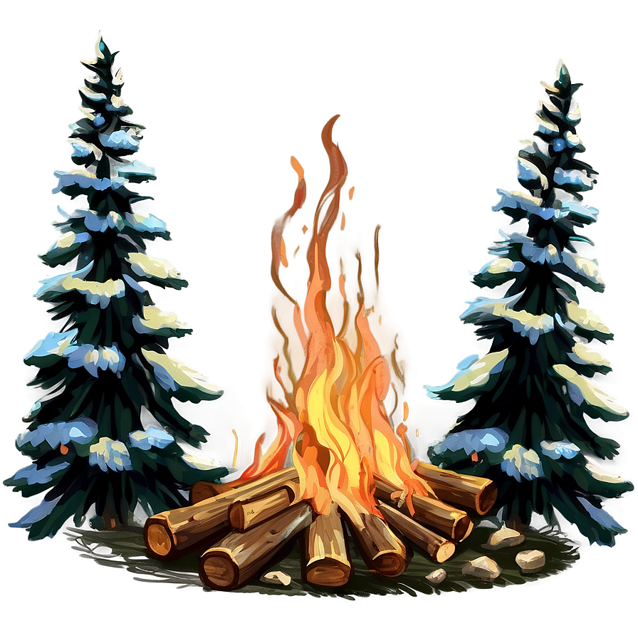 Campfire And Pine Trees Png 90 PNG image