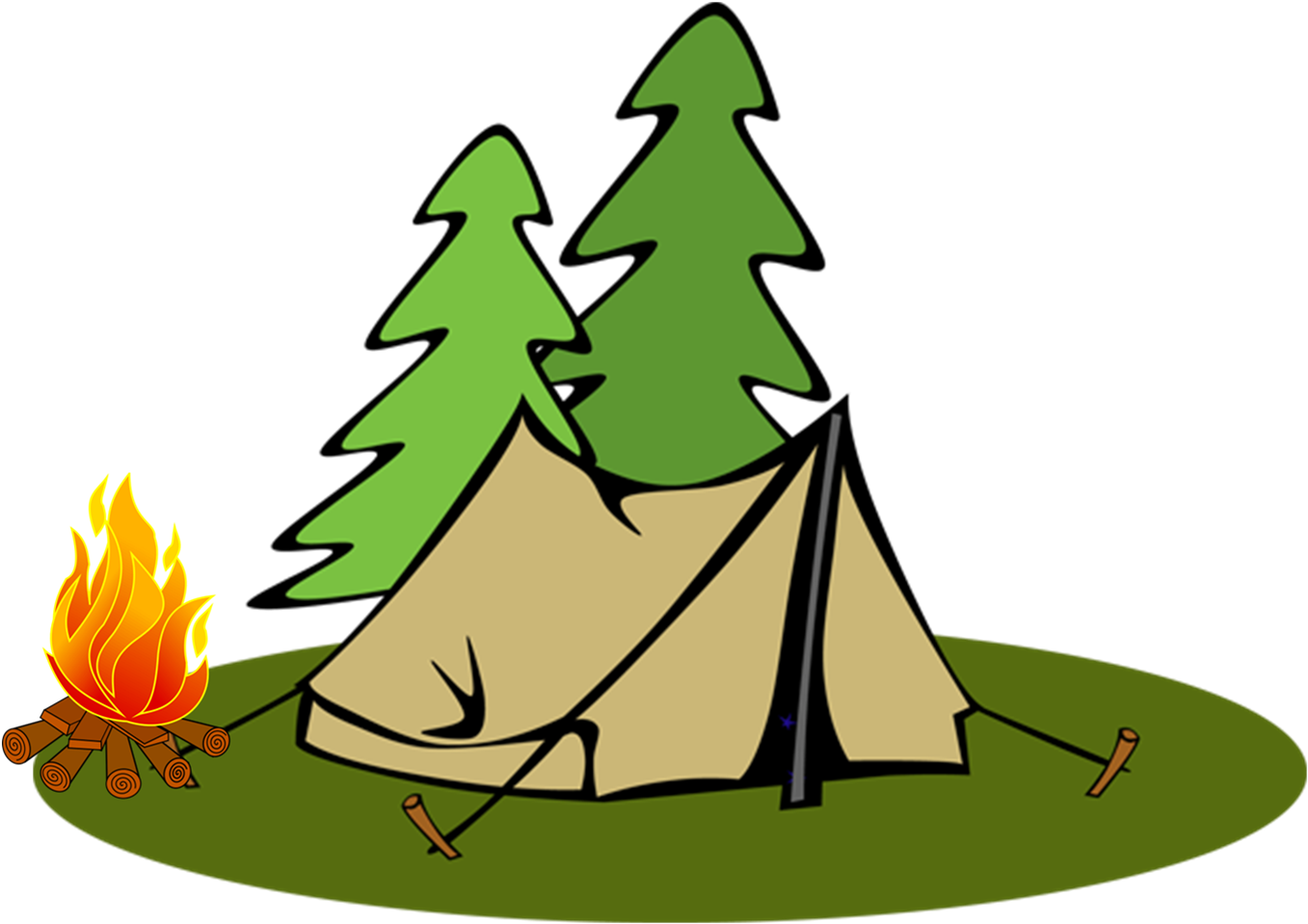 Campsite With Tent And Campfire Illustration PNG image