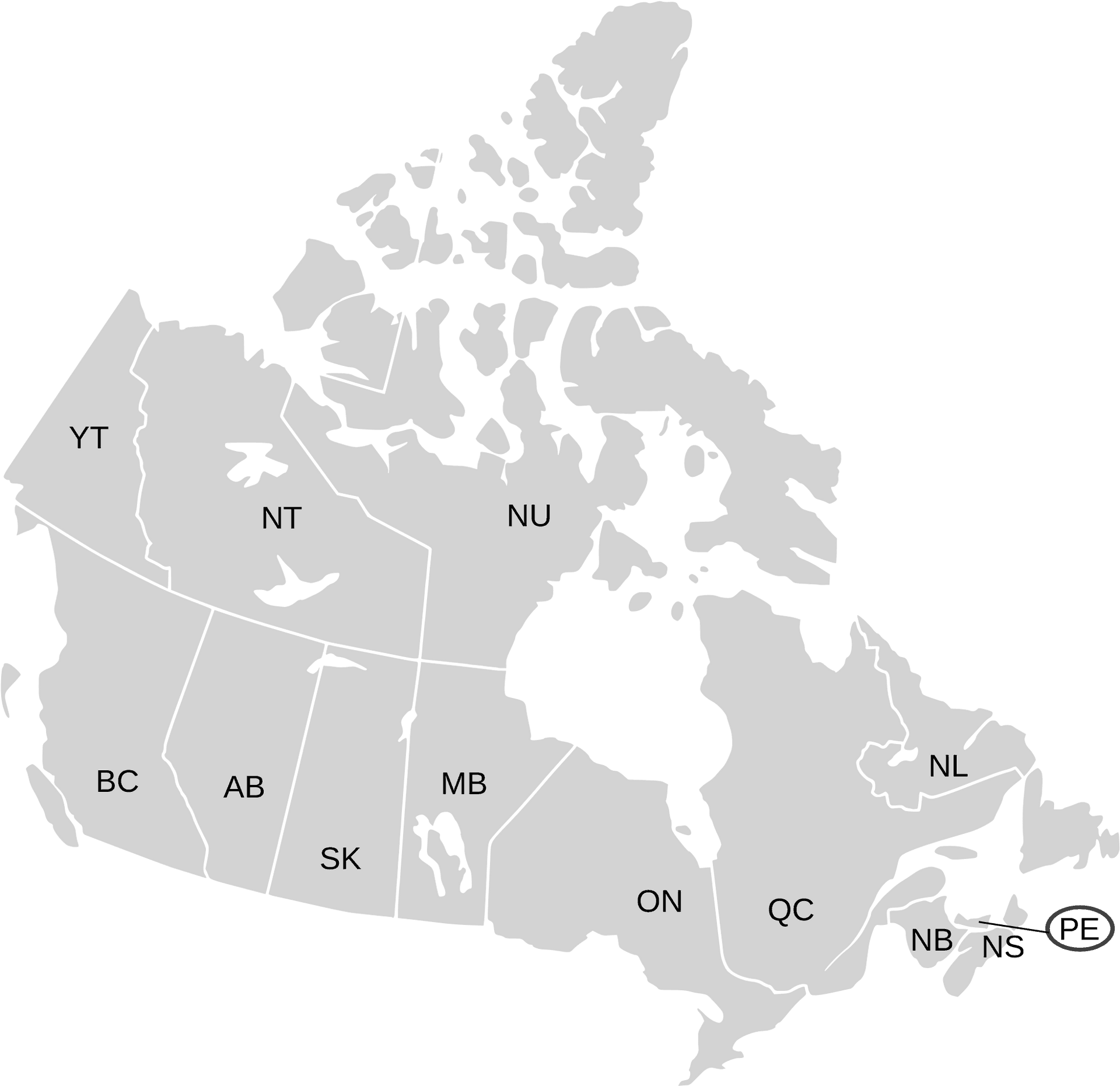 Canada Provincesand Territories Map PNG image
