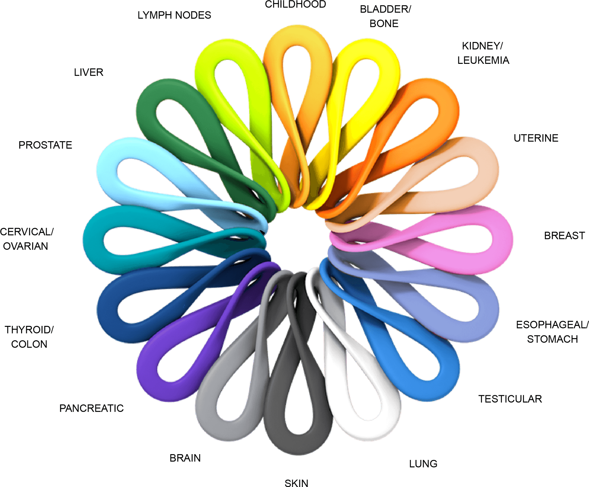 Cancer Awareness Ribbon Colors PNG image