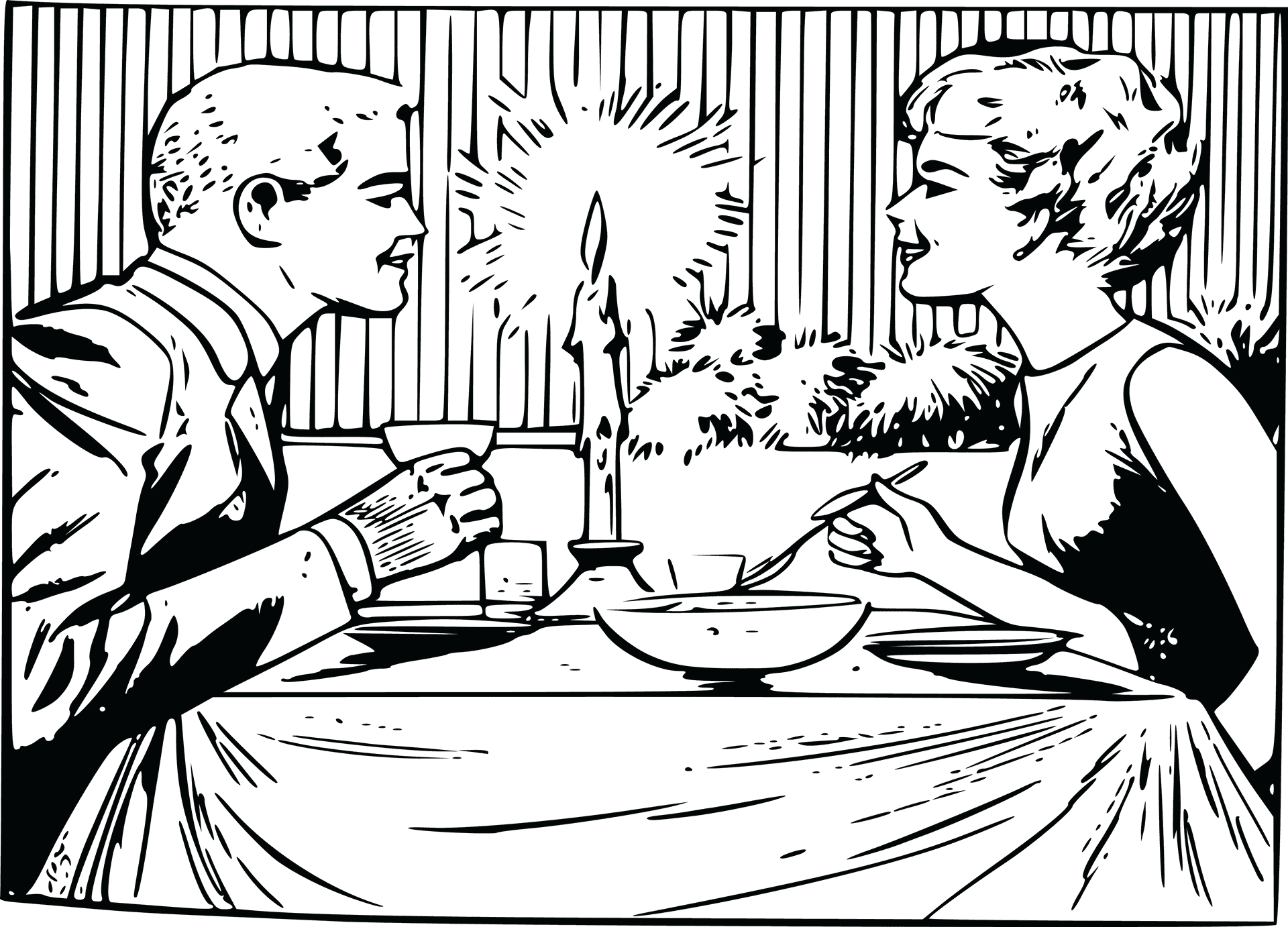 Candlelit Dinner Date Vintage PNG image