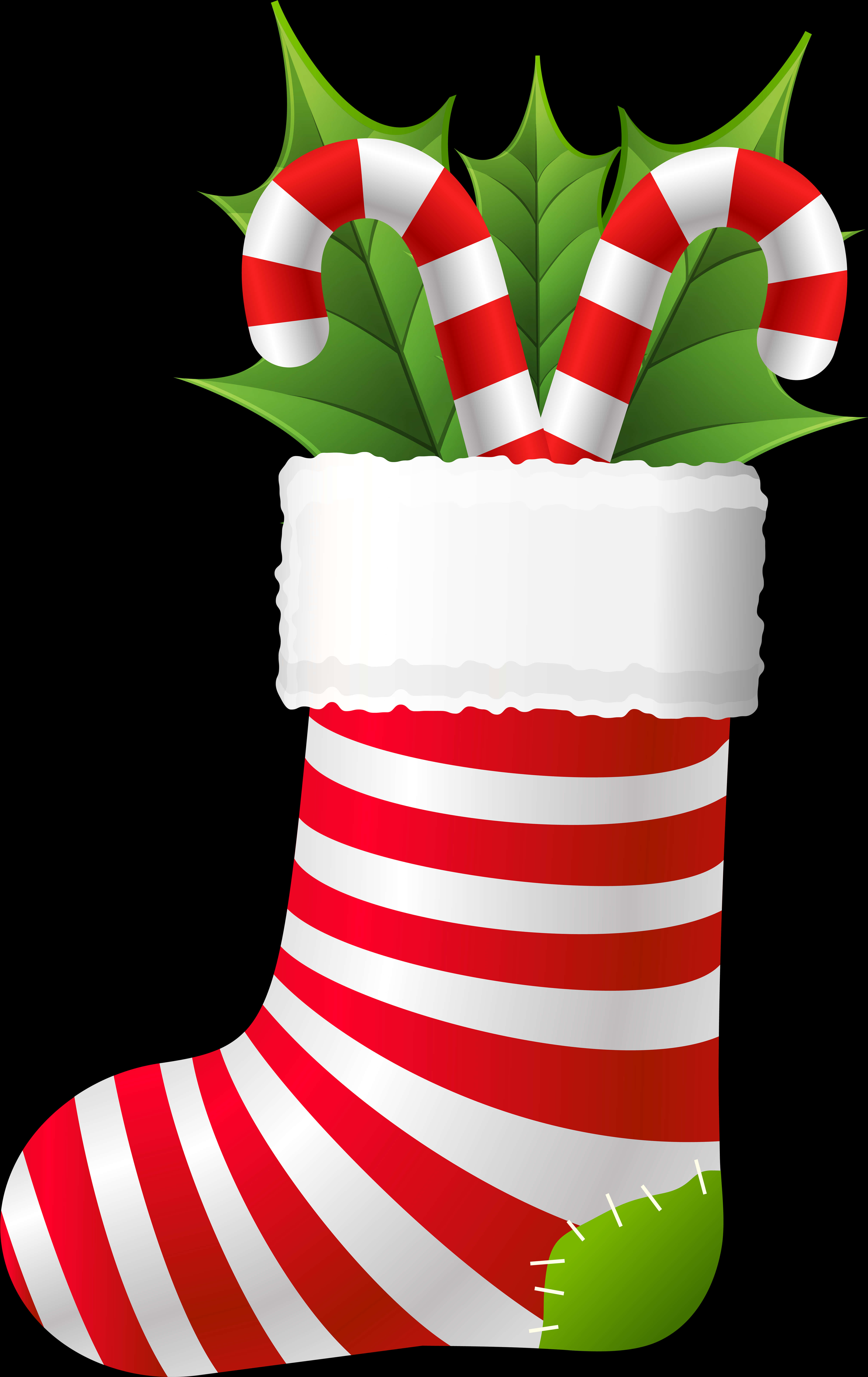 Candy Cane Christmas Stocking PNG image