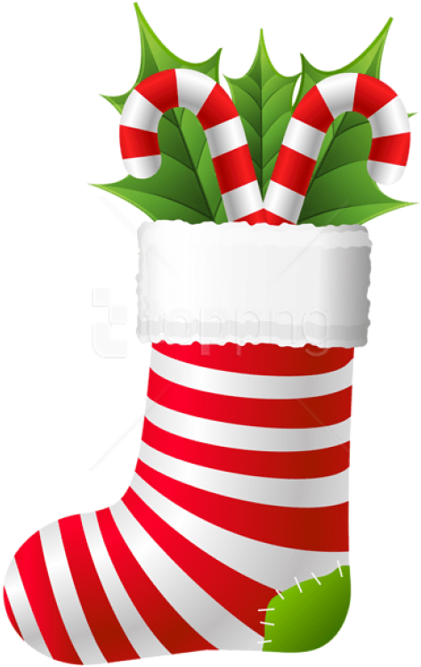 Candy Cane Christmas Stocking Clipart PNG image