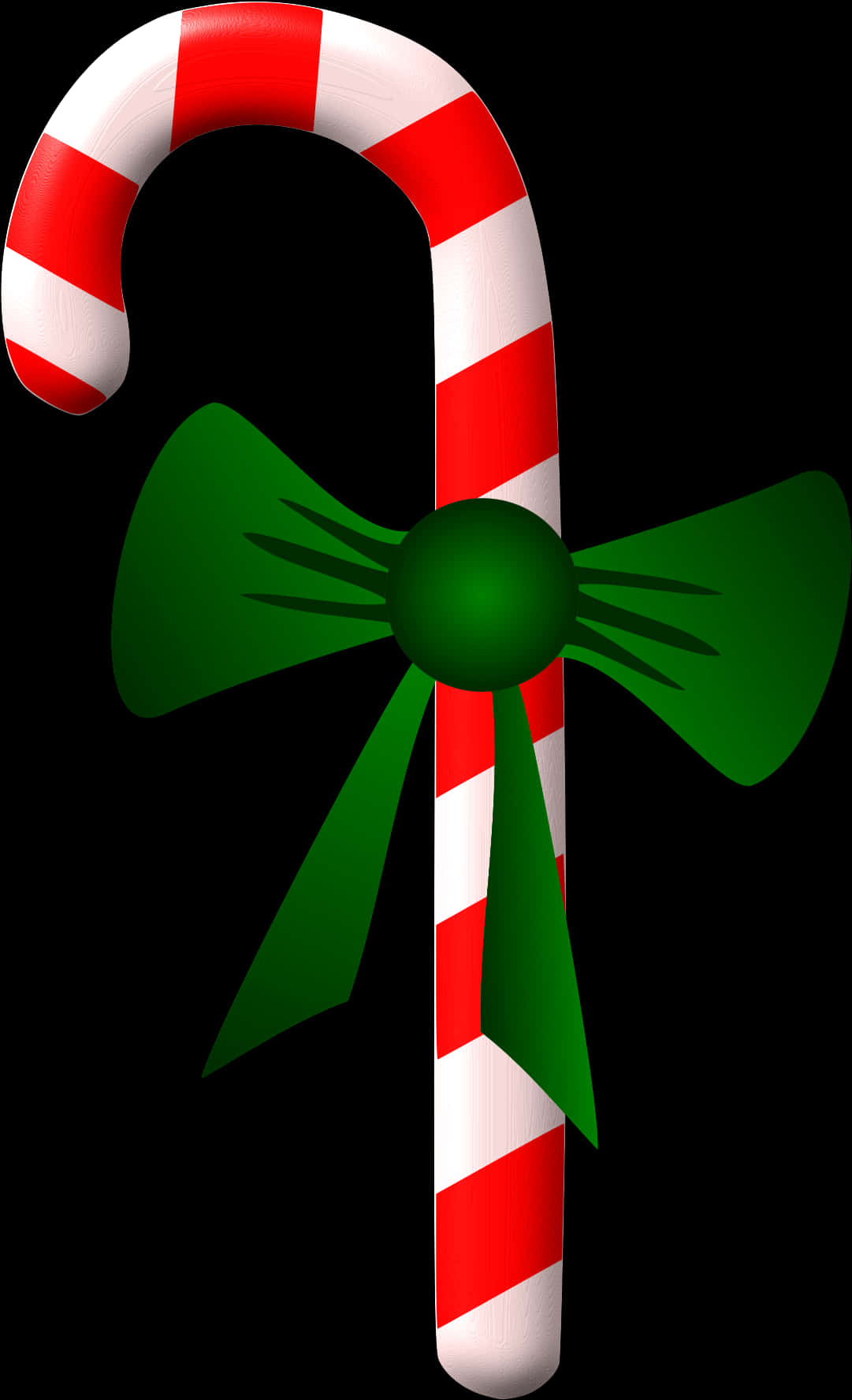 Candy Cane With Green Bow PNG image