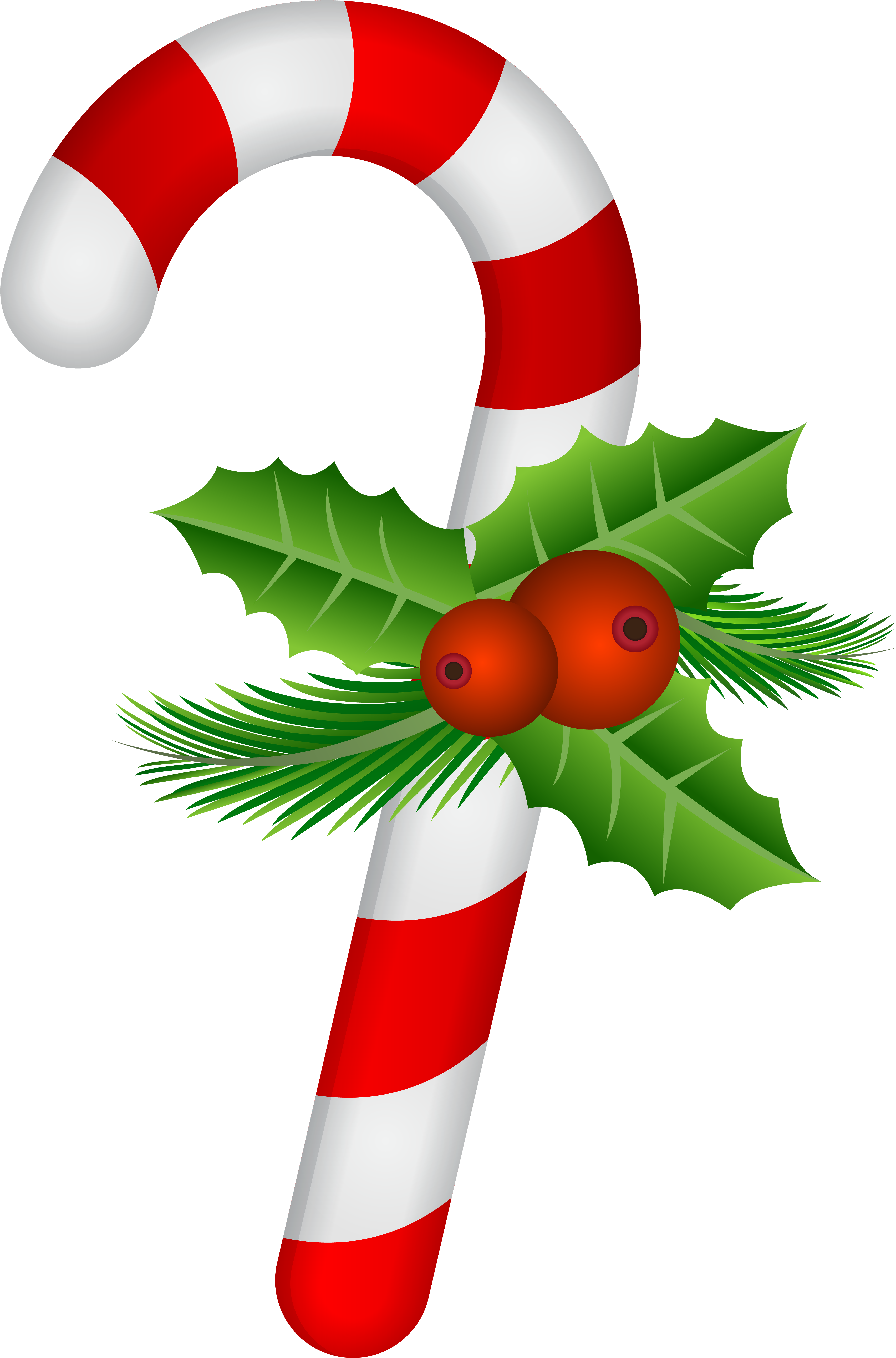 Candy Canewith Holly Decoration PNG image
