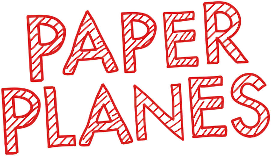 Candy Striped Paper Planes Text PNG image