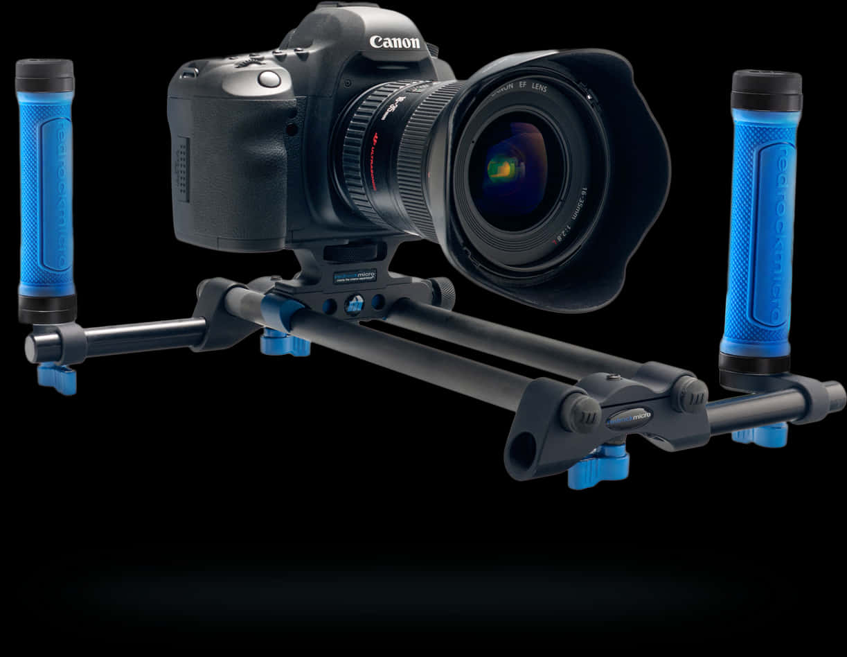 Canon Cameraon Blue Handheld Rig PNG image