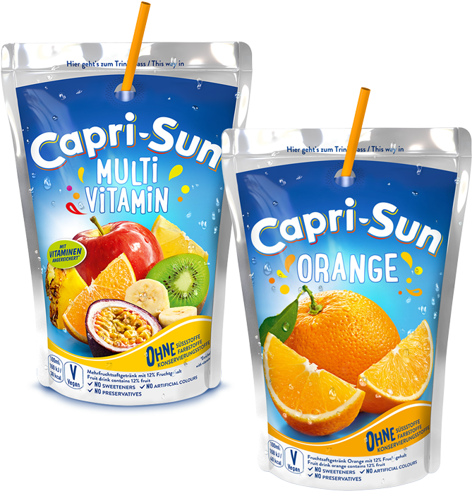 Capri Sun Multi Vitaminand Orange Pouches PNG image