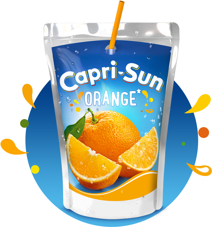 Capri Sun Orange Flavor Pouch PNG image