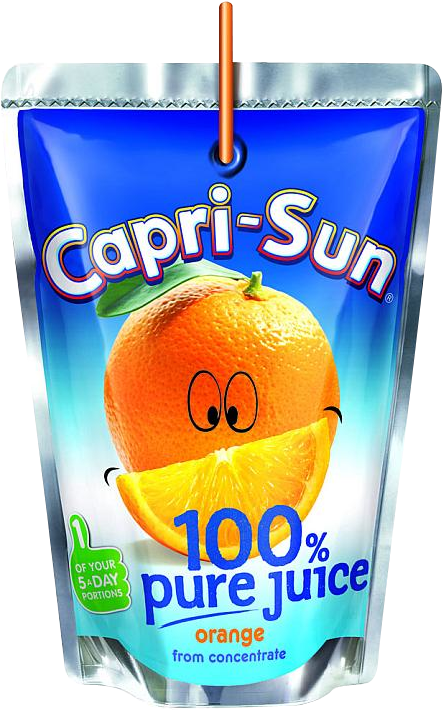 Capri Sun Orange100 Percent Juice Pouch PNG image