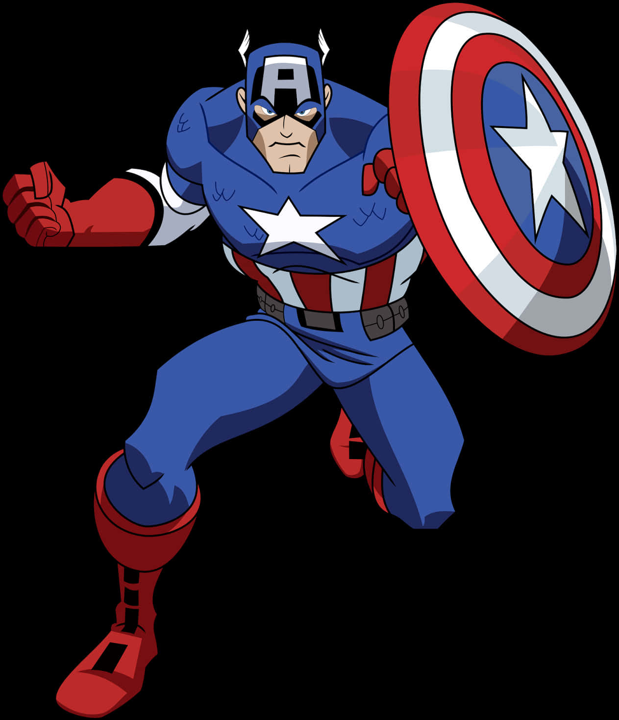 Captain America Animated Action Pose PNG image