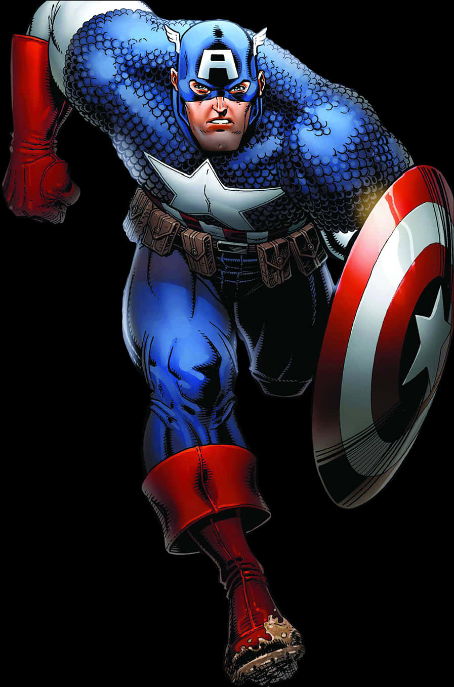 Captain America Charging With Shield PNG image