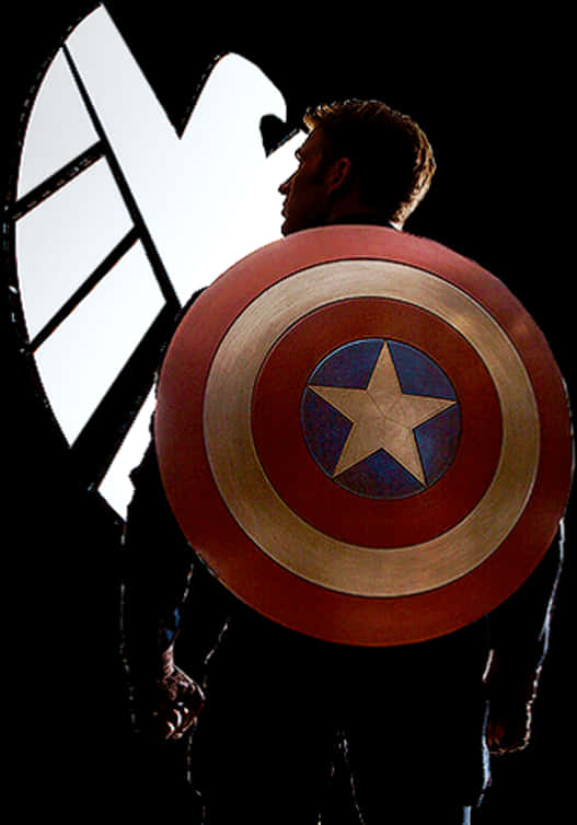 Captain America Silhouettewith Shield PNG image