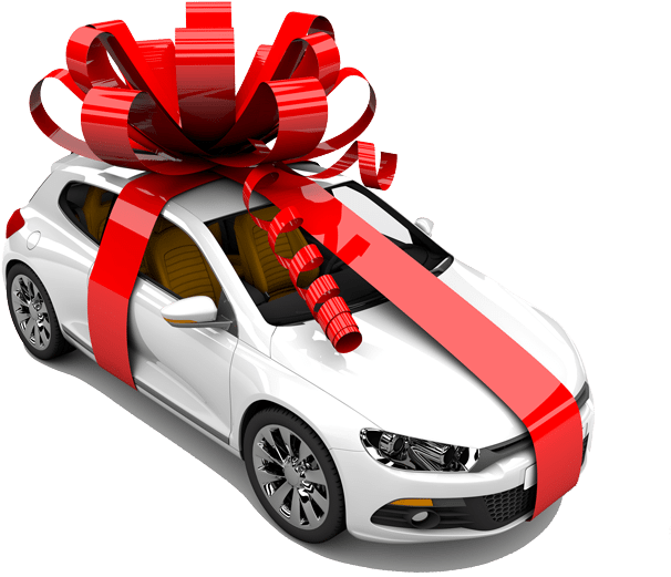 Car Gift With Red Ribbon PNG image