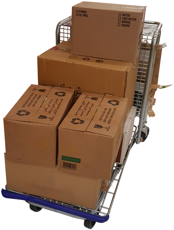 Cardboard Boxeson Trolley PNG image