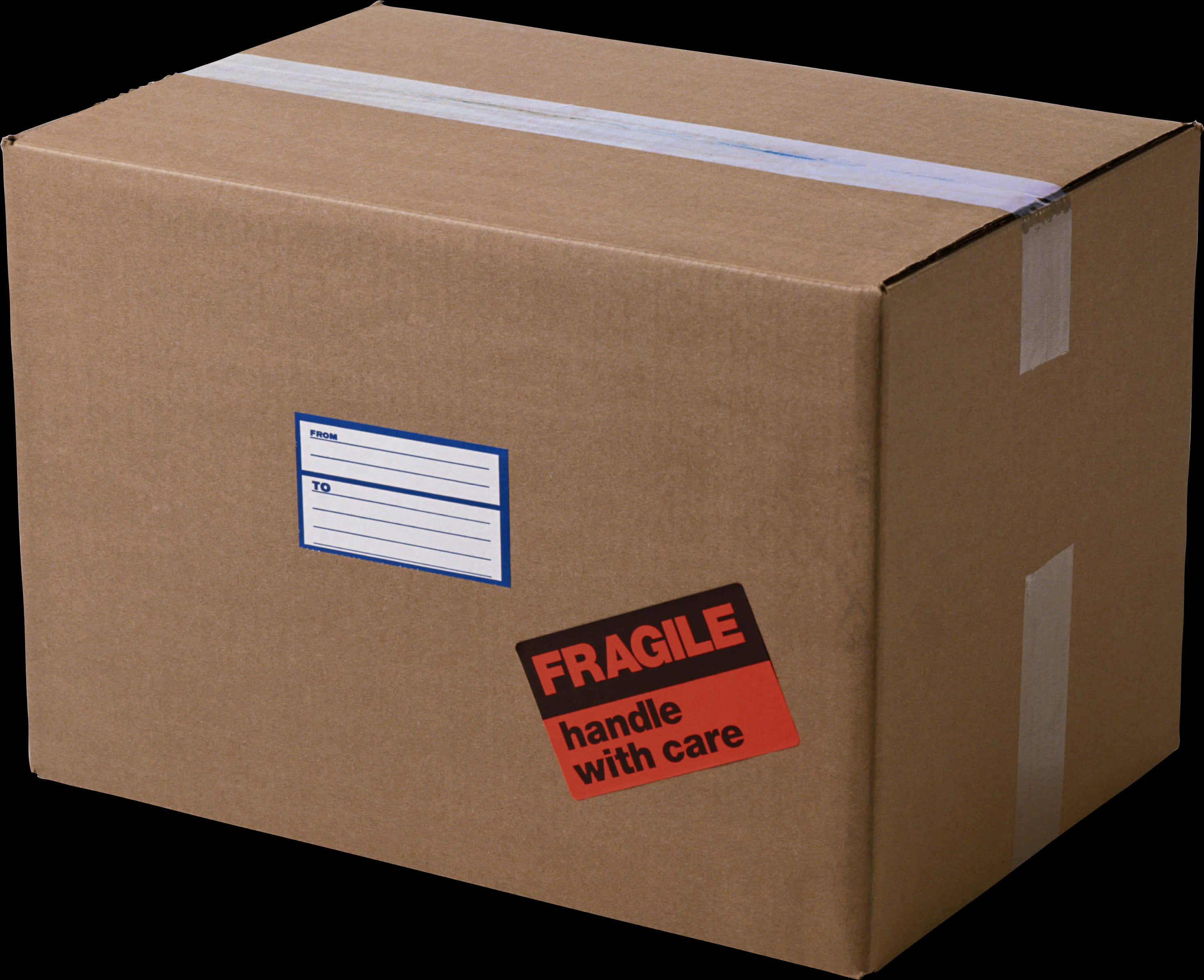 Cardboard Shipping Box Fragile Label PNG image