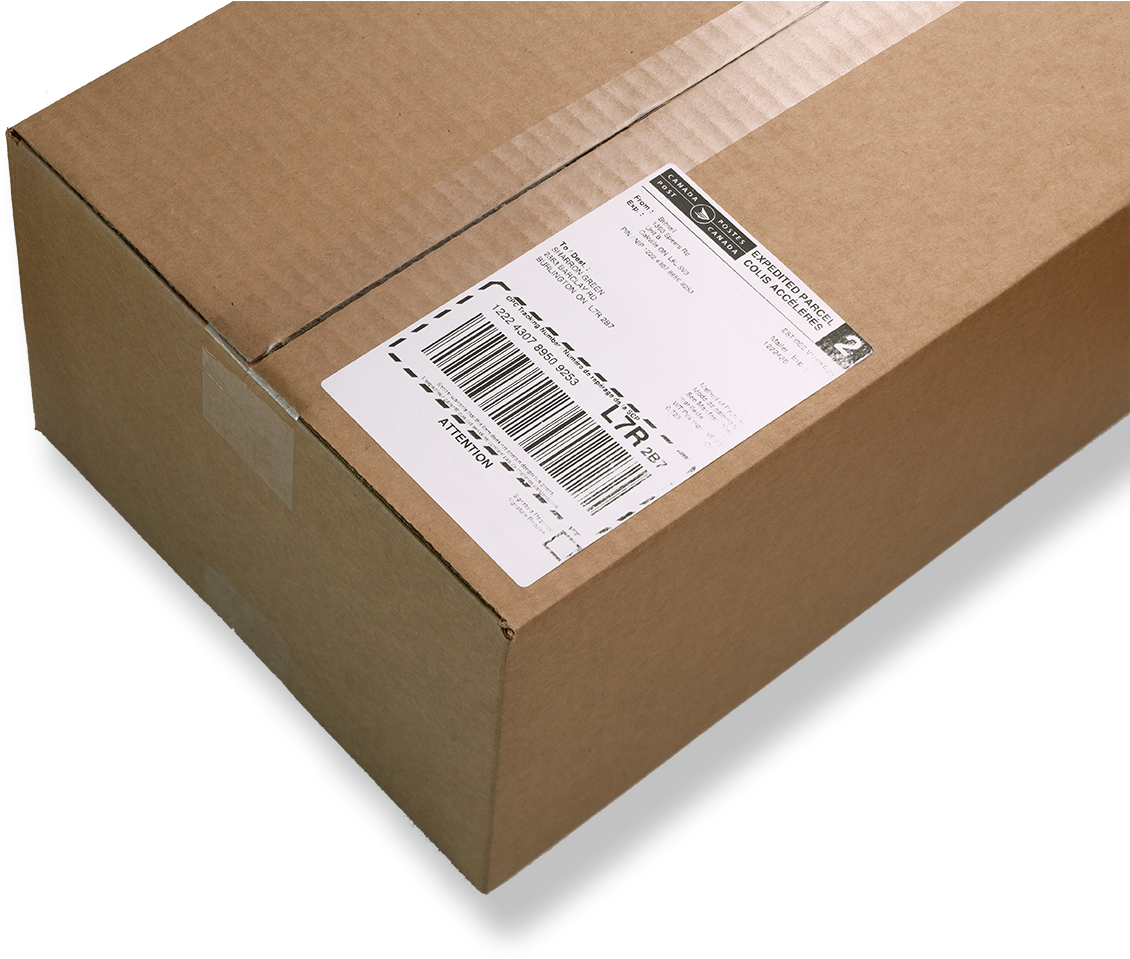 Cardboard Shipping Box With Label PNG image