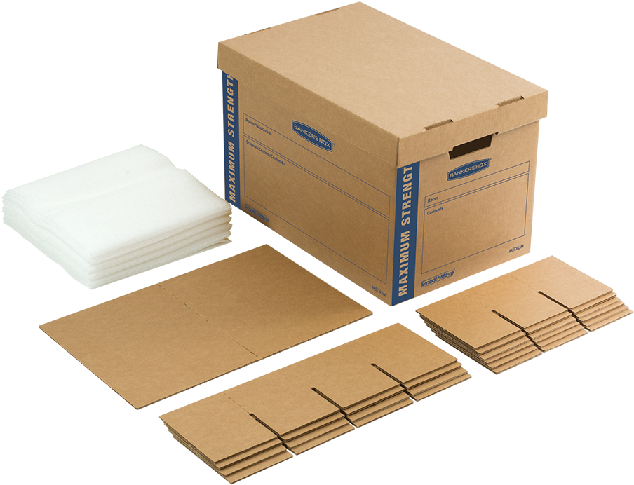 Cardboard Shipping Boxes Assembledand Flat PNG image