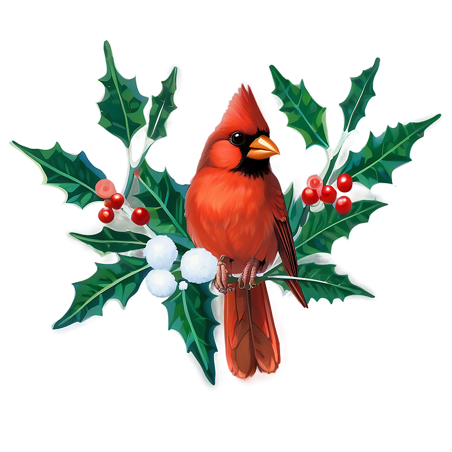 Cardinal And Holly Png Ady PNG image