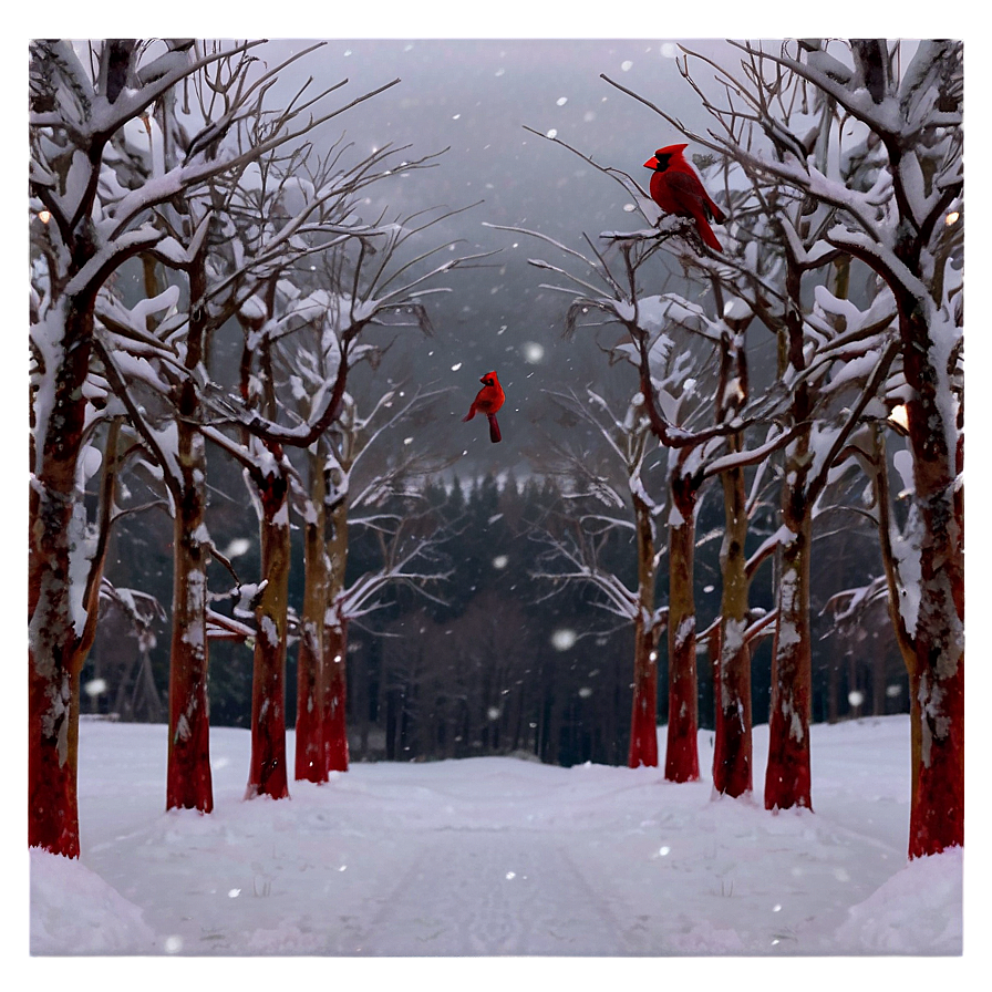 Cardinal In Winter Wonderland Png Aeq PNG image