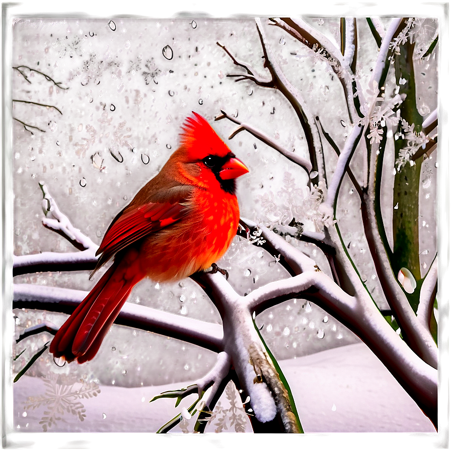 Cardinal In Winter Wonderland Png Kyw PNG image