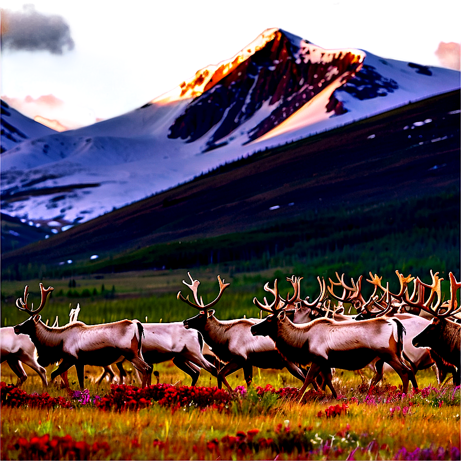 Caribou Herd In Tundra Png 06292024 PNG image