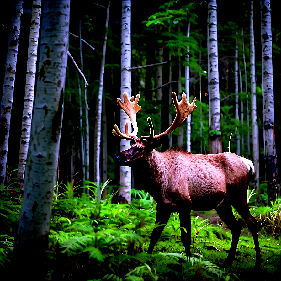 Caribou In Dense Forest Png Aud PNG image