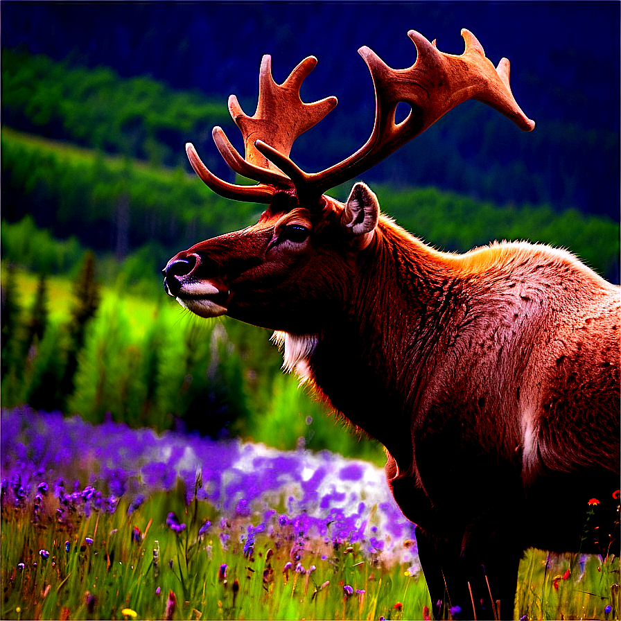 Caribou In Summer Meadow Png Bhu PNG image