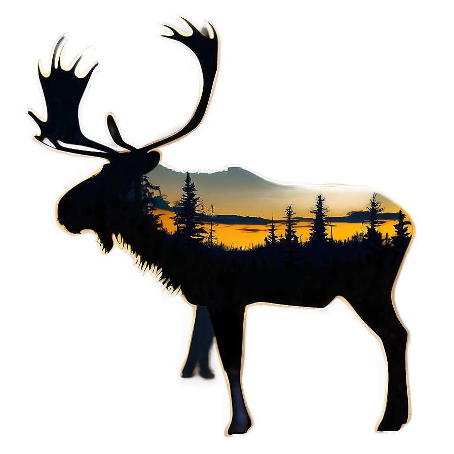 Caribou Silhouette At Dawn Png Umn18 PNG image