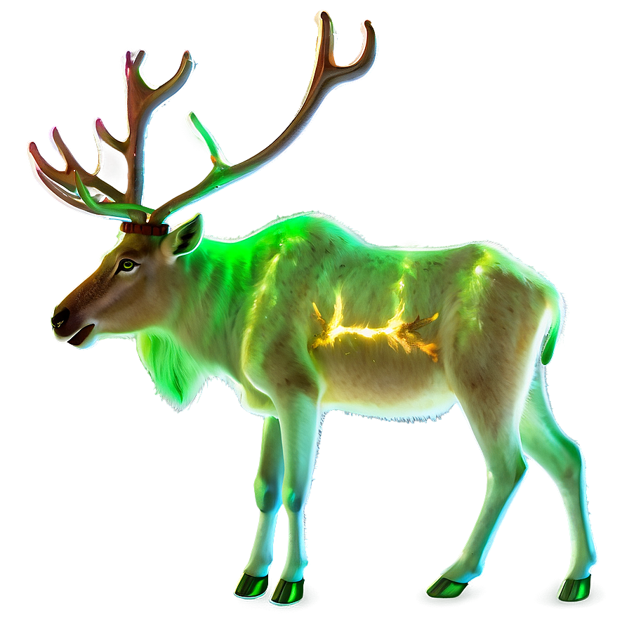 Caribou With Northern Aurora Png Use PNG image