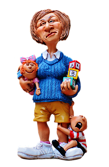 Caricature Babysitter With Children PNG image