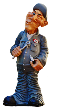 Caricatured Mechanic Figurine PNG image