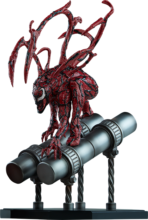 Carnage Figureon Metal Pipes PNG image