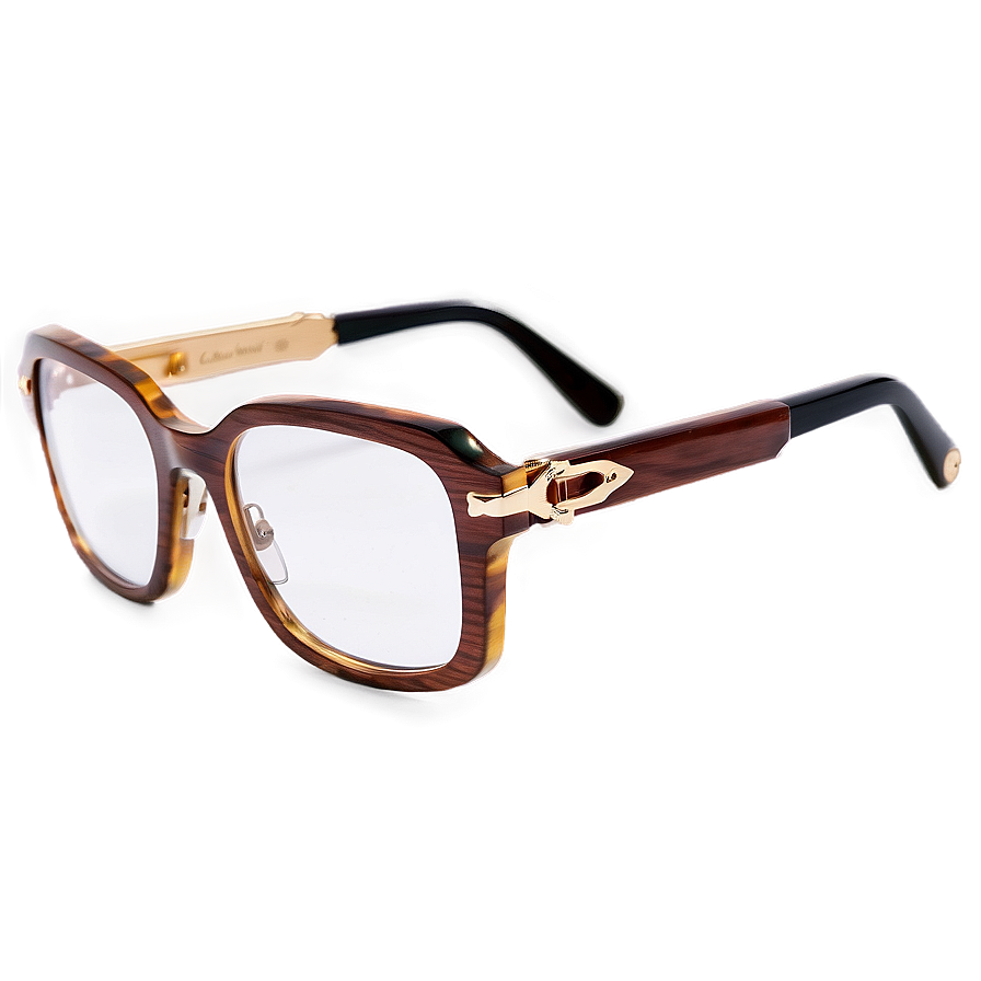 Cartier Wood Frame Glasses Png Qlt24 PNG image