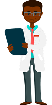Cartoon African Doctor Holding Clipboard PNG image